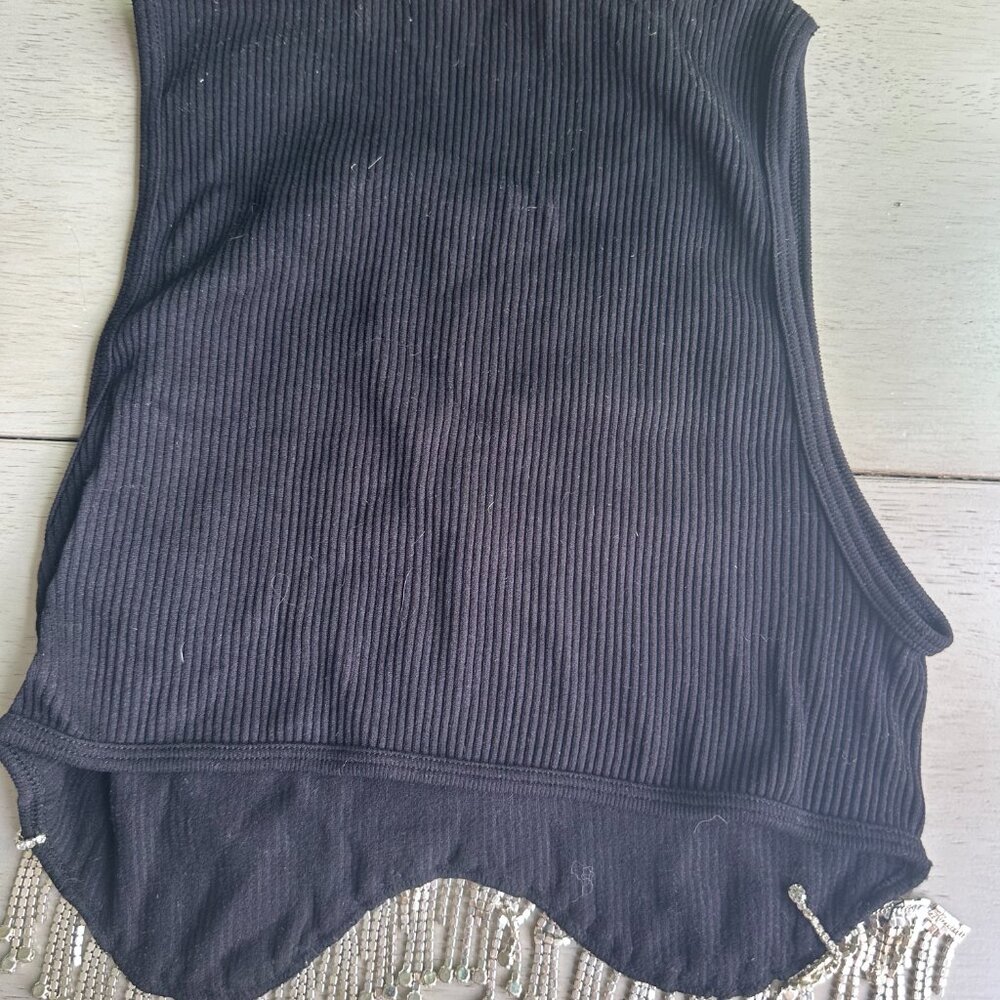 Zara Beaded Black Crop Top - Picture 4 of 4
